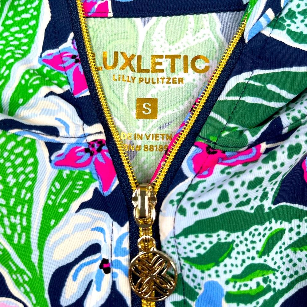 Lilly Pulitzer Navy Floral Half-Zip Long Sleeve Top - Picture 6 of 11